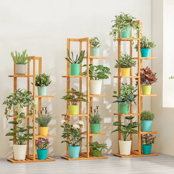 Bamboo 5 / 6 Tier Plant Stand Rack Multiple Flower Pot Holder Shelf Indoor Outdoor Planter Display Shelving Unit for Patio - Image 2