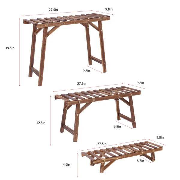 3 Tier Freestanding Ladder Shelf Wood Plant Stand Indoor Outdoor Plant Display Rack Flower Pot Holder Planter Organizer - Image 6