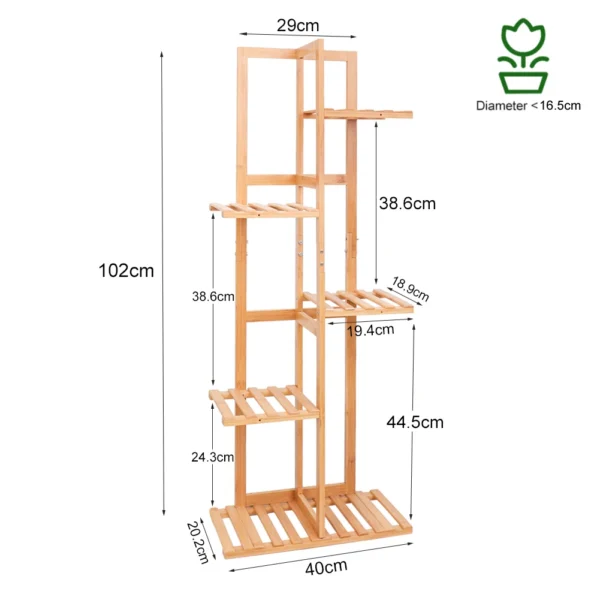 Bamboo 5 / 6 Tier Plant Stand Rack Multiple Flower Pot Holder Shelf Indoor Outdoor Planter Display Shelving Unit for Patio - Image 5