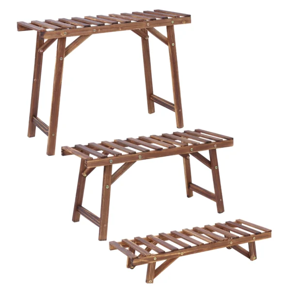 3 Tier Freestanding Ladder Shelf Wood Plant Stand Indoor Outdoor Plant Display Rack Flower Pot Holder Planter Organizer - Image 5