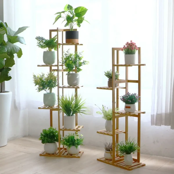 Bamboo 5 / 6 Tier Plant Stand Rack Multiple Flower Pot Holder Shelf Indoor Outdoor Planter Display Shelving Unit for Patio - Image 4